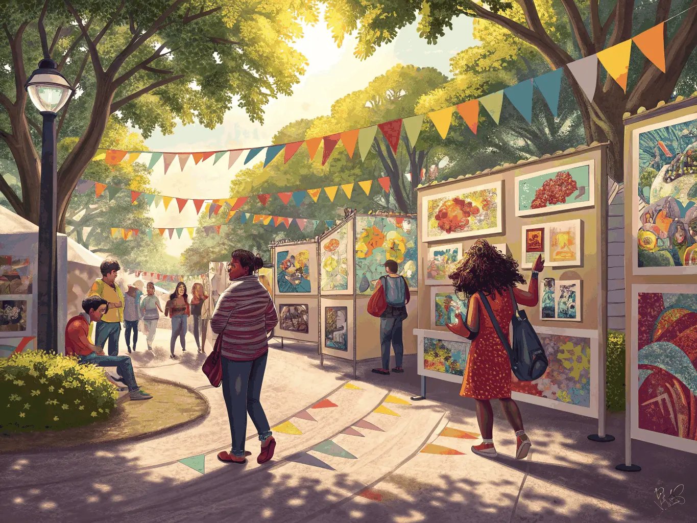 A photograph capturing a community engagement event organized by ASLR ATELIER CAMPO - A.S.L.R., featuring local residents participating in an art exhibition and celebrating the region's artistic traditions.